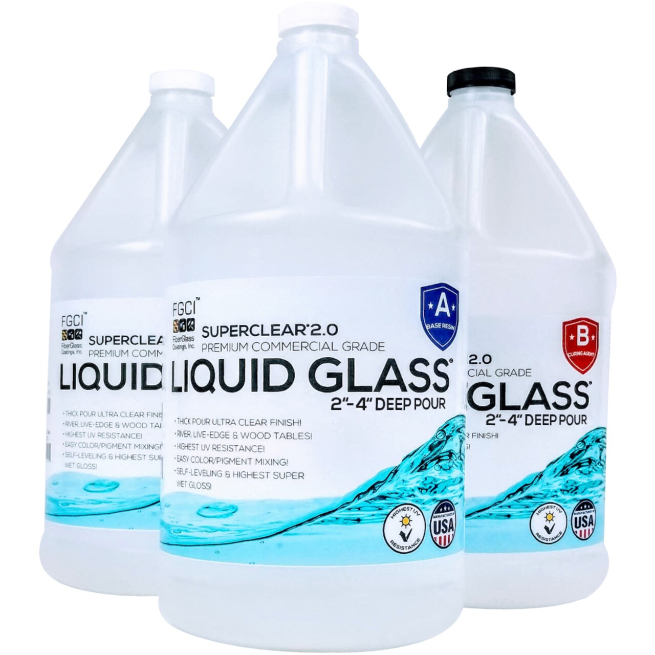Superclear Liquid Glass Deep Pour Epoxy Resin - 2-4 Thick Deep Pour Epoxy  Great for River Tables, Large Castings and much more!